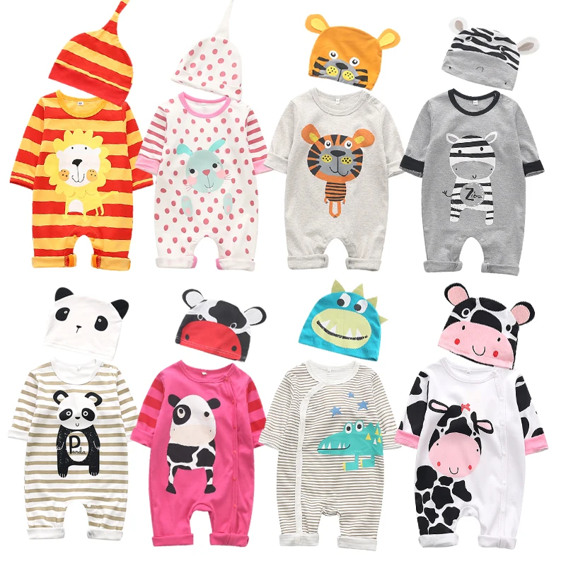 

Lovely Cartoon Panda lion costume Newborn baby boy's girls clothing autumn long sleeve baby cotton rompers with Hat jumpsuits