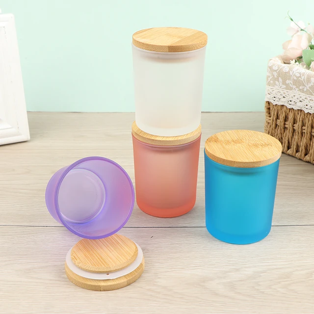 200ml Candle Holder Glass Containers Candle Cup With Bamboo Lid