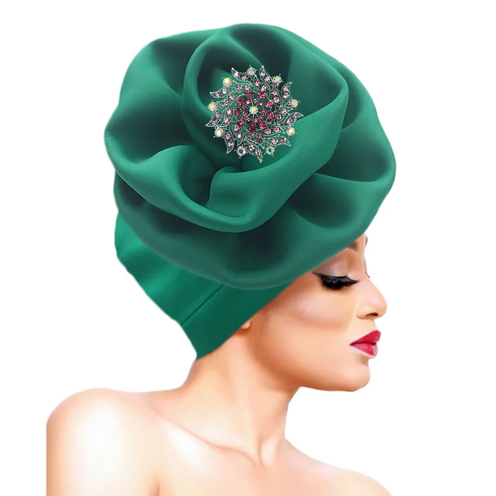 Rose auto gele cap Ankara flower turban cap African headtie party headwrap for women (1)