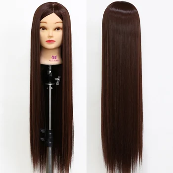 

30'' Long Matt Hair Training Head Hairdressing Mannequin Head Hairstyles Doll for Hairdresser + Clamp Barber Manikin Head
