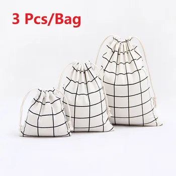 

3 pcs Canvas Bag Fabric Drawstring Bag Linen Storage Bag Cloth Pouch Cotton Storage Bag