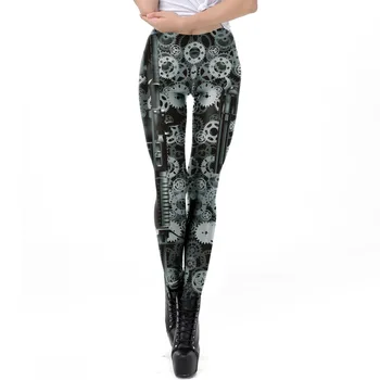 

Steampunk Slim High Waist Leggings for Women Girl Push Up Legins Fitness Pants Steam Punk Robot Printed Trousers Gothic