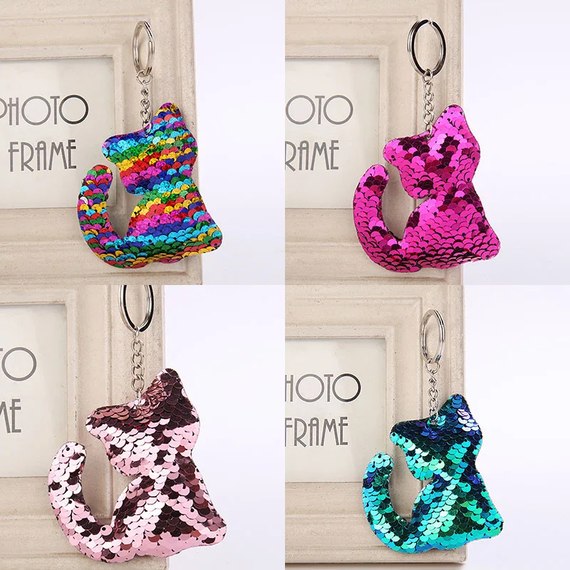 Милая кошка блестящий помпон брелок-подвеска красочная мягкая кукла-Кот детские