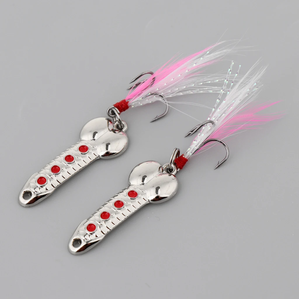 2 pcs Casting Spoons Lures Hard VIB Metal Wobble Fish Lures Sinking Spinners Bait with Treble Hook Funny Fishing Gear