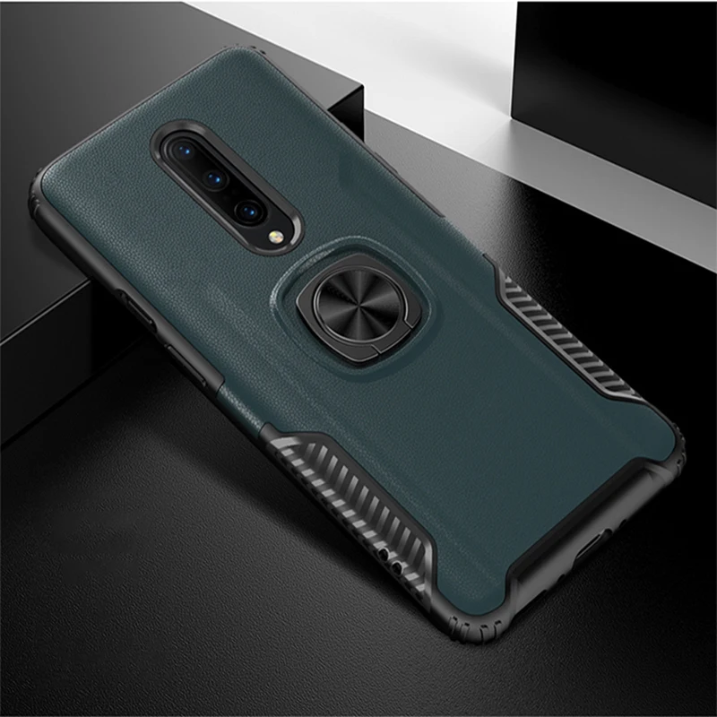

For oneplus 7 7Pro Dermatoglyphic mobile phone case, For oneplus 7Pro metal invisible ring bracket TPU+PC case