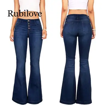 

Casual Office Lady High Waisted Flare Jean Pants Slim Women Stretch Patchwork Wide Leg Flared Jeans Vintage Denim Pants