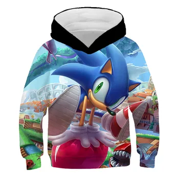

2020 Autumn Summer Sonic Kids Boys Girls Cartoon Hooded Cartoon 3D Hoodie Sweatshirt Tops Clothes Children Hoodies Casual Jacket
