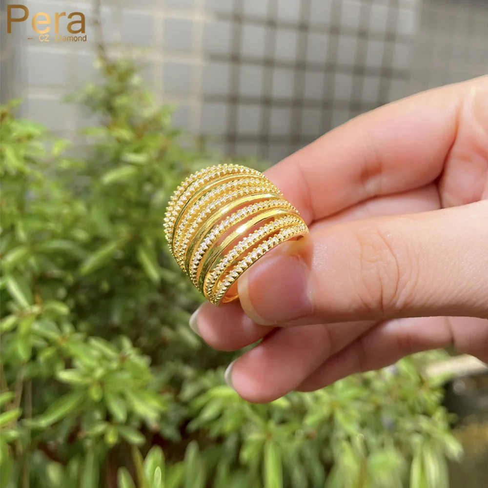 Pera Delicate Micro Full Cz Zircone Pave Indian Gold Color Regolabile Nuziale Fedi Nuziali Per Gioielli Femminili R167