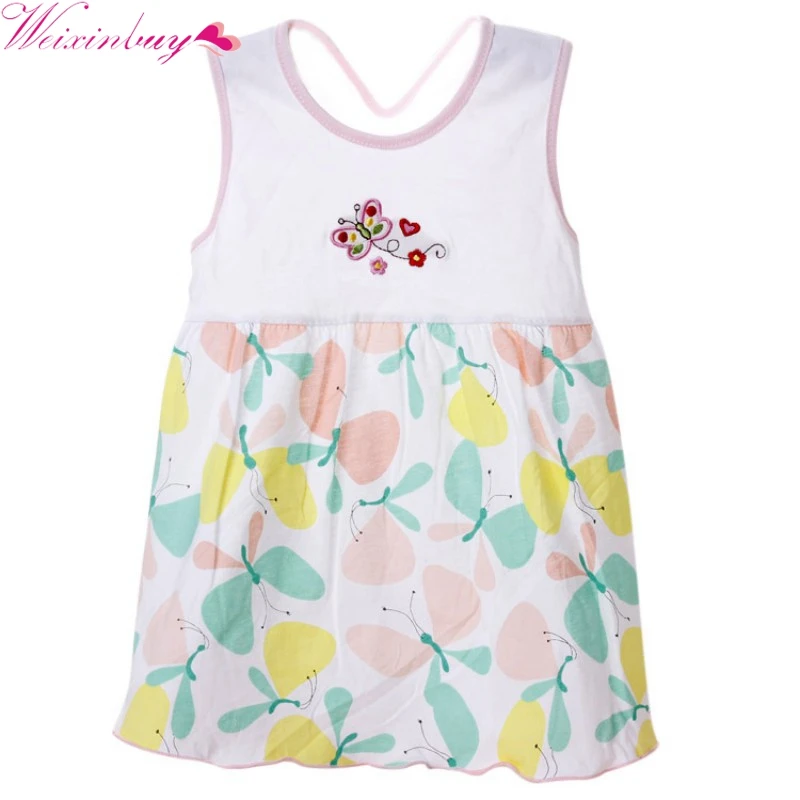 2017 летнее платье для маленьких девочек удобные хлопковые платья без рукавов с