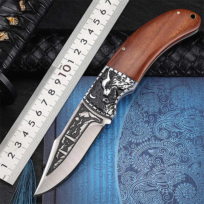 

New Free Shipping High Hardness Wood Handle Fixed Tactical Folding Knife Survival Portable Outdoor Camping Hunting Fruit Knives