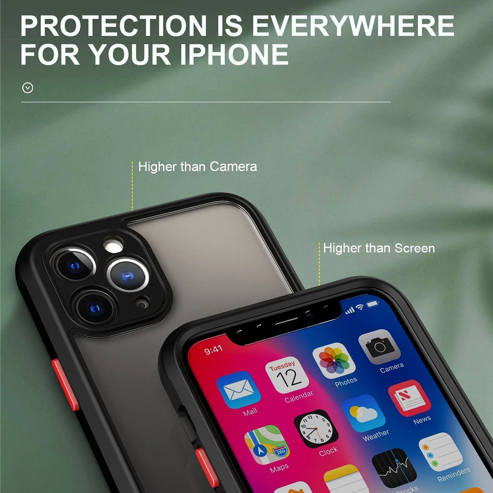 Противоударный чехол для телефона iPhone 12 11 Pro X XR XS Max 7 8 Plus SE2020 прозрачный жесткий