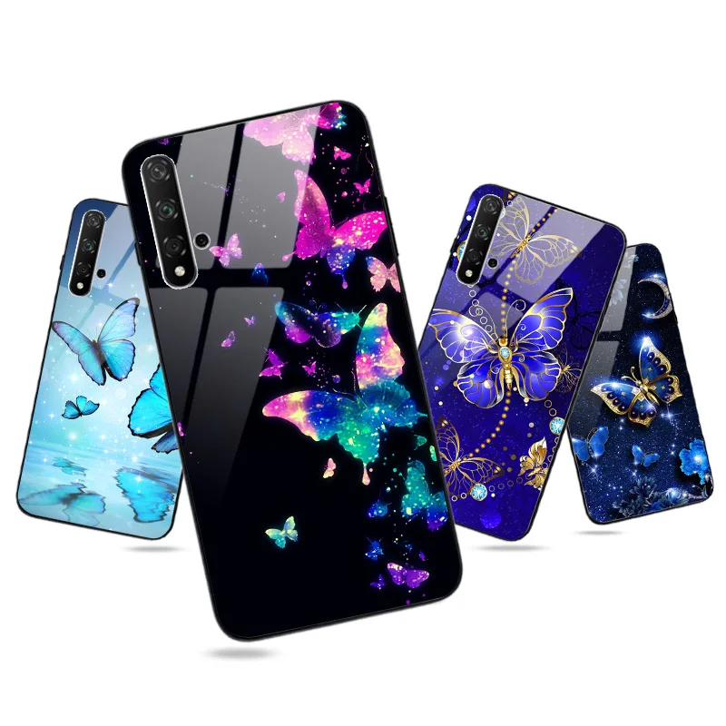 Глянцевый чехол с бабочкой для телефона Huawei Honor 20 Pro View 20S 10i 10 9 Lite 8A 8X 8S 8C 7C 7A задняя
