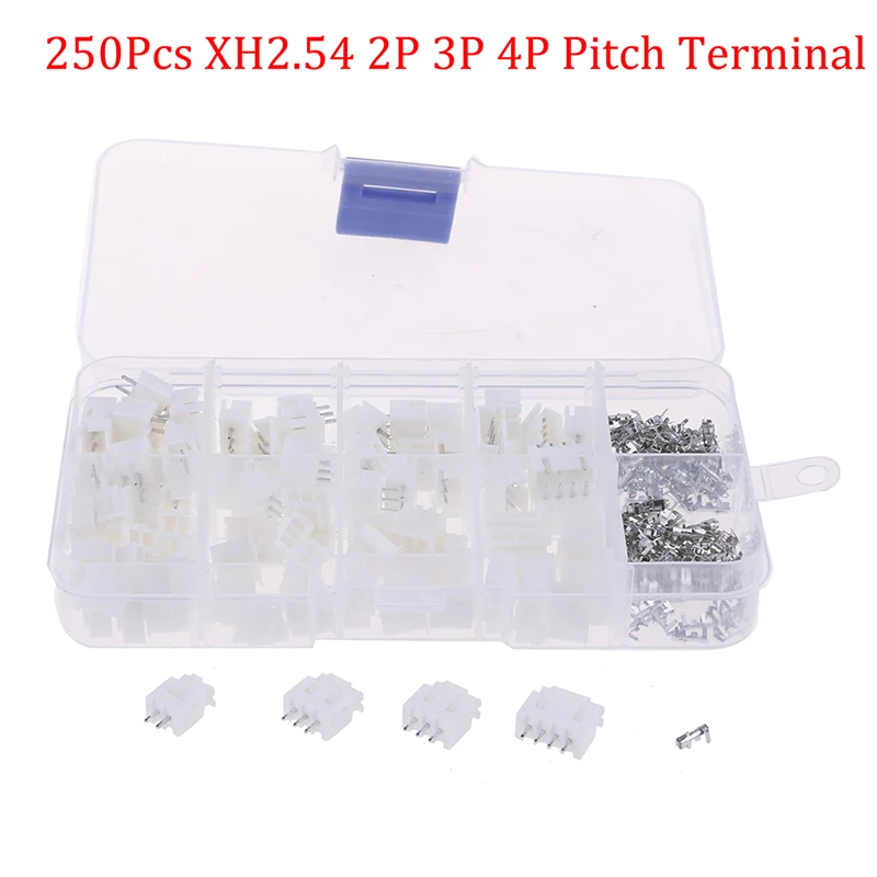 250Pcs XH2.54 2p 3p 4p 5 pin 2.54mm Pitch Terminal Kit / Housing Pin Header JST Connector Wire Connectors Adaptor XH Kits | Обустройство