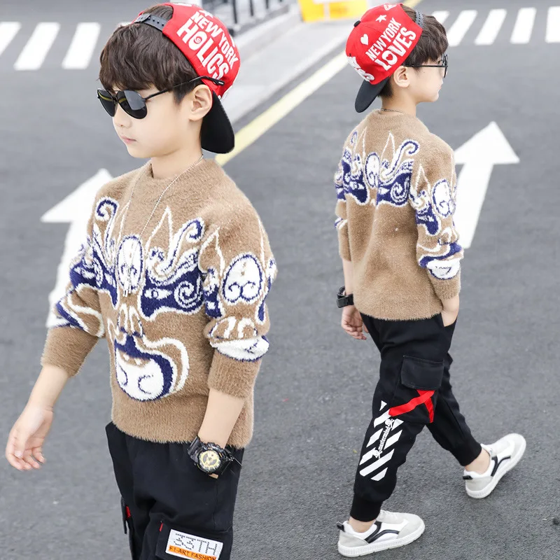 

Kids Autumn Boys Knitted Sweater Winter Children Long Sleeve Casual Shirt Sweater Boys Warm Pullover Sweater Baby Cardigan