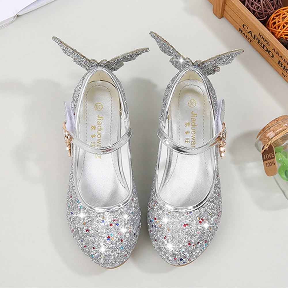 KIDS Fashion Girls Sparkly Dress Shoes,Adorable Kids Party Heels Pumps,Glitter Princess Mary Jane Shoes