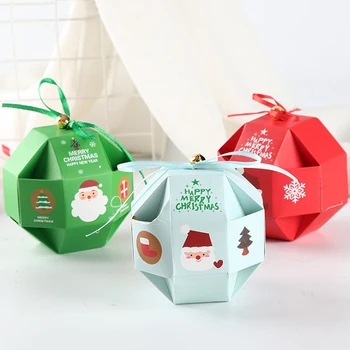 

Merry Christmas Candy Box Bag Christmas Tree Gift Box With Bells Paper Box Gift Bag Container Supplies