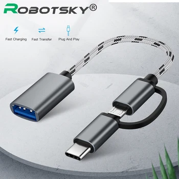 

2 in 1 USB 3.0 OTG Cable Type C Micro usb to USB3.0 Adapter USB-C Data Transfer Cable for Samsung Xiaomi Huawei Type-C Phone