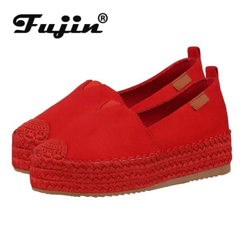 

Fujin Flat Women Shoes Spring Autumn 2020 Fashion Breathable Round Toe Creepers Platform Shoes Slip on Leisure Women Flat Shoes
