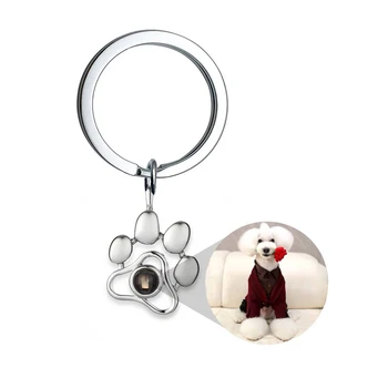 

2020 New Personalized Custom Dog Paw Keychains Baby Family Lovers Pet Photo Keyrings Key Chain Rings for Women Gift DropShipping