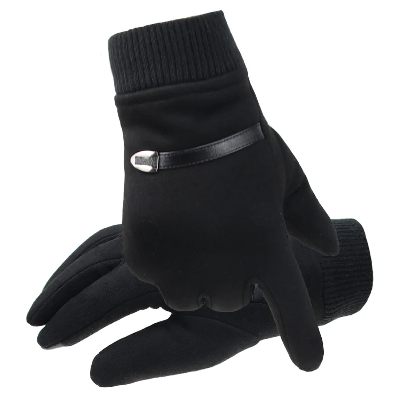 

Suede Men Gloves Winter Keep Warm Touch Screen Windproof Thick Cashmere Guantes Driving Anti Slip Outdoor Male Gloves Leather