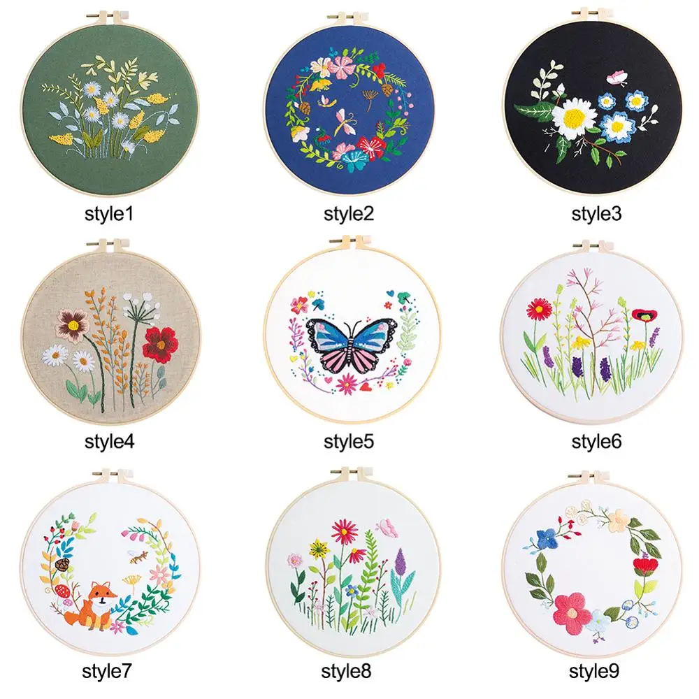 

Embroidery Flower Hand-embroidered DIY material bag Beginner Cross Stitch Set with Embroidery Color Threads and Tools