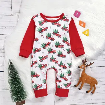 

Newborn Baby Boys Girls Santa Christmas Long sleeve Romper red truck Jumpsuit for Kids 0-24M