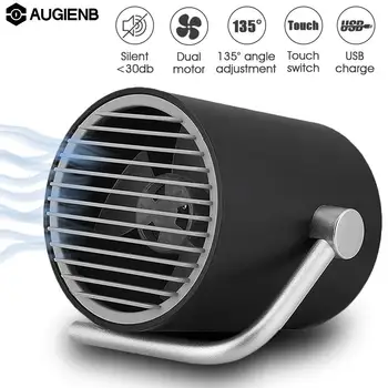 

AUGIENB Mini USB Fan Desk Fans Handheld Portable Rechargeable Cooling Fans Twin Turbo Blades Quiet 2 speed Mode for Office Home