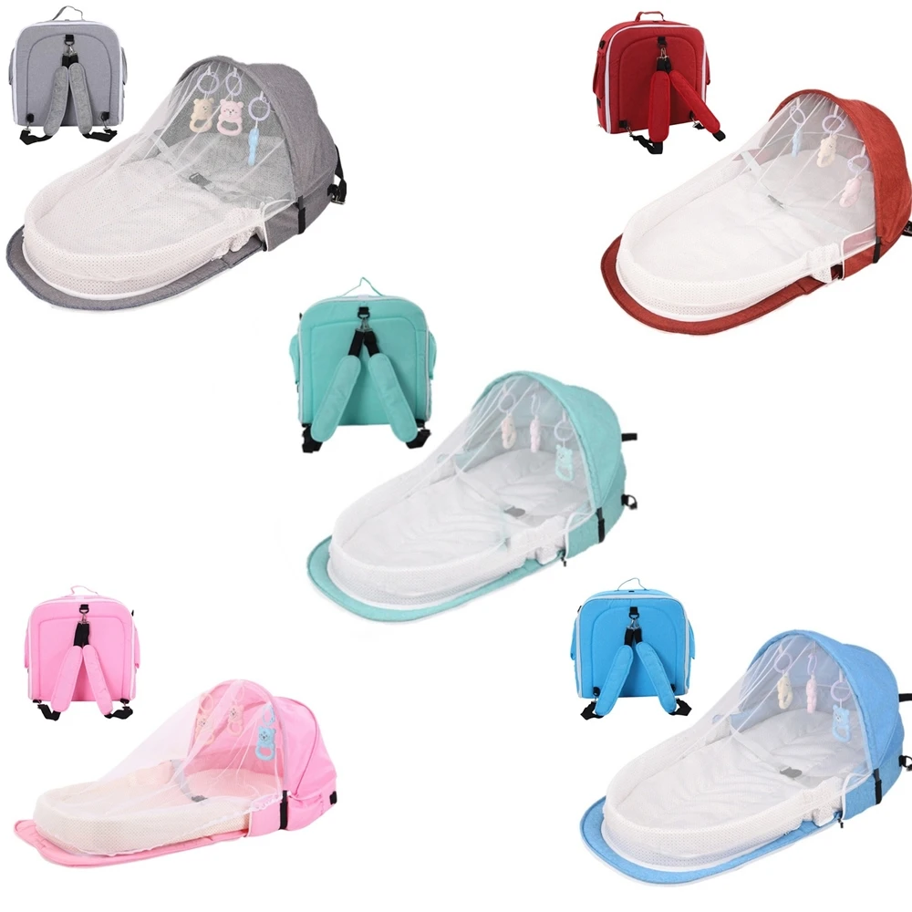 Cuna portátil plegable para bebé, mosquitera de protección solar para dormir, cuna transpirable con juguetes