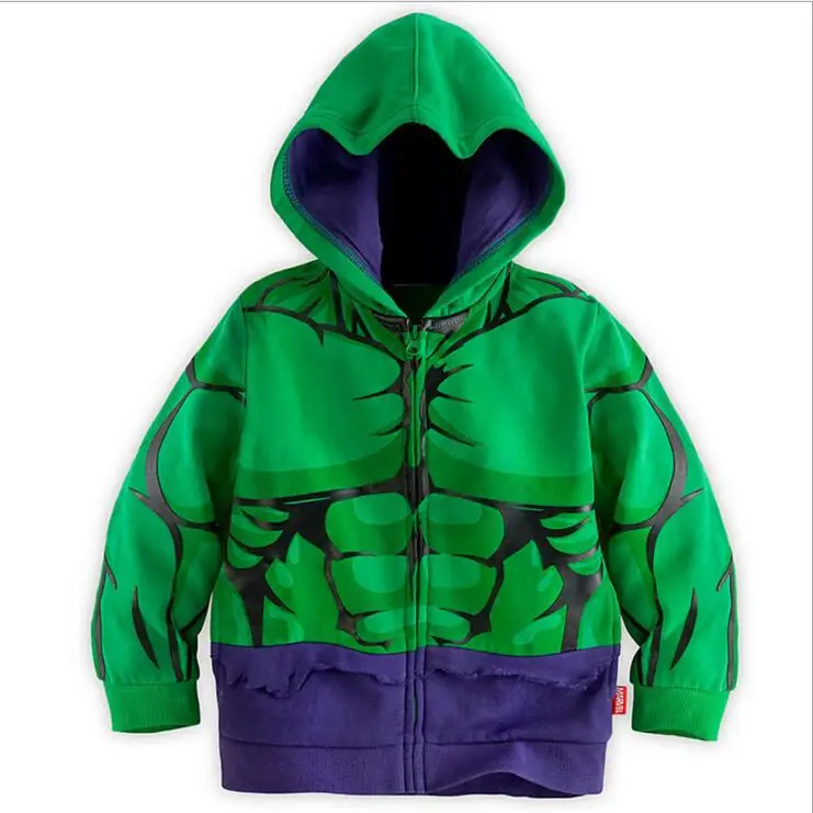 Детская спортивная куртка с капюшоном для мальчиков с человеком-пауком; пальто для маленьких детей; толстовка с героями Мстителей; футболка с капюшоном; Верхняя одежда с героями мультфильмов - Цвет: C0025-Green