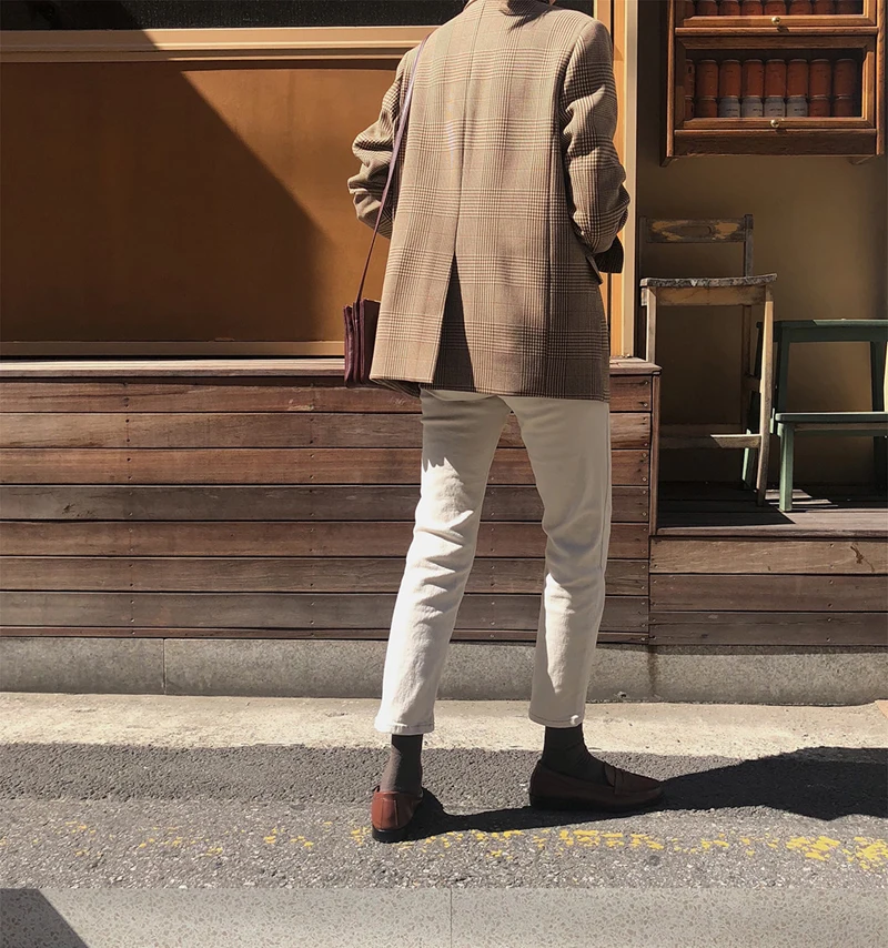 Винтажная Женская куртка, однобортный Женский блейзер с карманами, 2019, длинный рукав, модные женские костюмы, пальто высокого качества