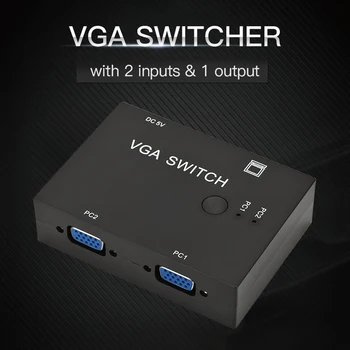 

Computer VGA Switch Splitter Durable Projector Adapter 2 in 1 Out for Set-Top Box TV School Office Work Decoration