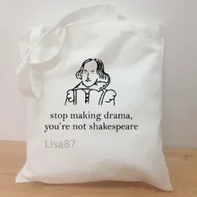 Stop Making Drama Quotes забавные холщовые сумки на плечо Kawaii Белая повседневная большая сумка для женская сумка для покупок Студенческая сумка