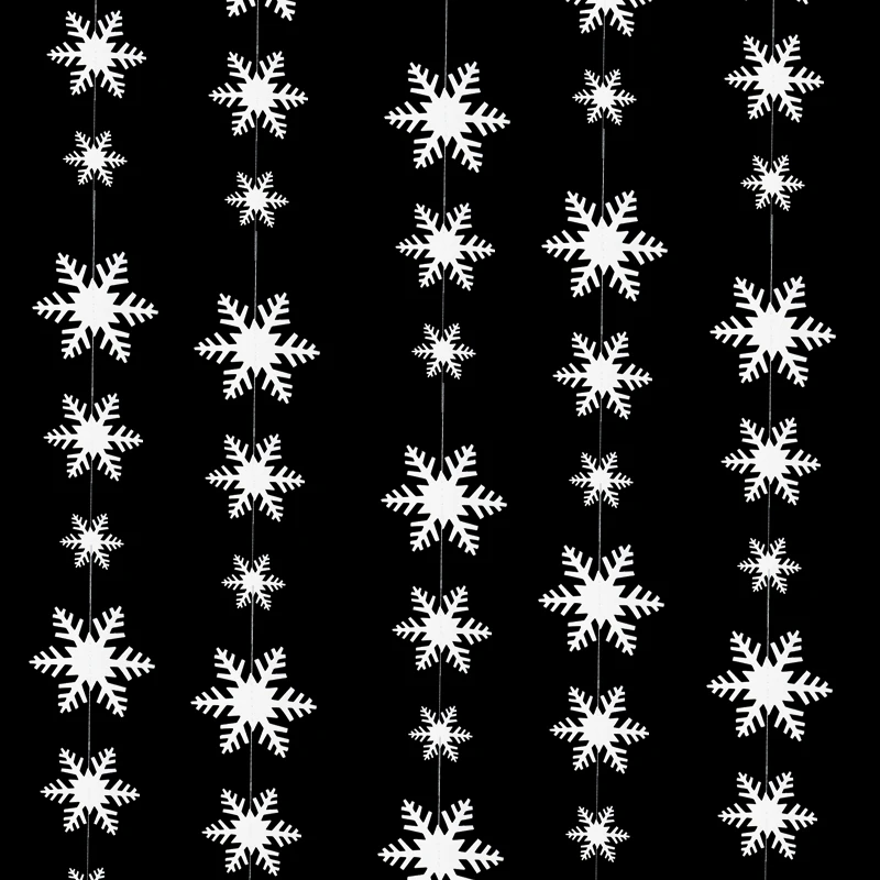 3meter White Snowflake Paper Garland Wall Hanging Christmas Tree Ornament Banner Winter Wedding Birthday Party Home Decor Natal | Дом и сад
