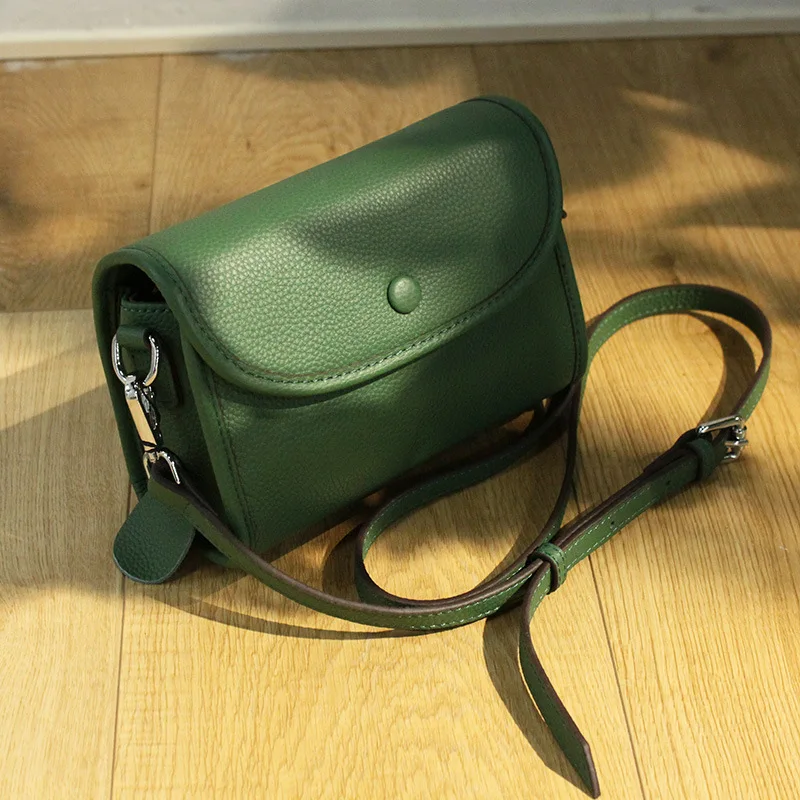 

New Style Genuine Leather Women's Bag Retro Shoulder Messenger Bag Simple Small Square Bag