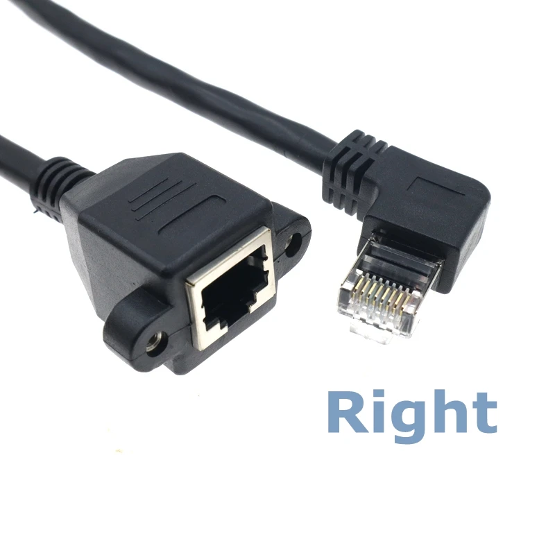 90 Degree RJ45 Male to Female Panel Extension Cable for Ethernet LAN Gigabit Network - CAT5 CAT6 with Screw Hole Description Image.This Product Can Be Found With The Tag Names Computer Cables Connecting, Computer Peripherals, Panel, PC Hardware Cables Adapters