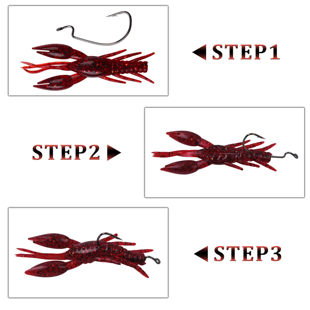 shaddock 4Pcs Soft Bait Fishing Lure 8cm 5.2g Rubber Crawfish Bait  Artificial Lobster Worm Shrimp Bait Bass Fishing Lure