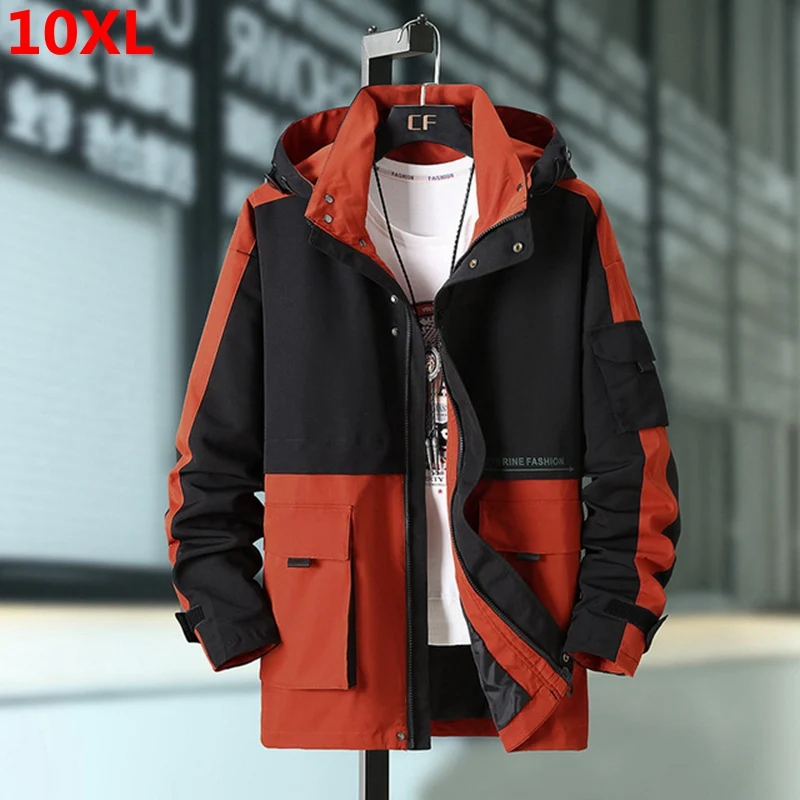 Thin section tide men's plus size windbreaker mens overcoat men's loose extra large color matching coat 150kg long jacket men Thin section tide men's plus size windbreaker mens overcoat men's loose extra large color matching coat 150kg long jacket men