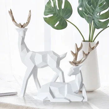 

Nordic Creative Solid Geometry Home Decor Living Room Deer Ornaments Resin Craft Home Furnishing for Decoration Desktop Figurine