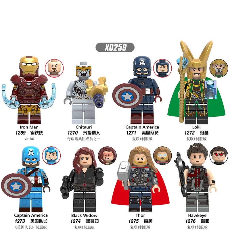 

Building Blocks Marvel Avengers Thor Iron Man Chitauri Black Widow Hawkeye Captain America Figuers Toys for Children Gift X0259