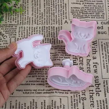 

3Pcs/set Cute Cat Cookie Molds Fondant Cutter Biscuit Cutter Cake Pastry Mold Decoration Kitchen DIY Baking Supplies