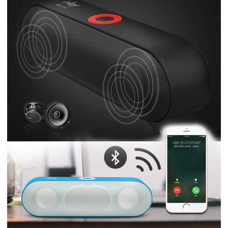 

KYYSLB 10W Wireless Bluetooth 4.2 Active Speaker Mini Stereo Dual Speaker High Power Subwoofer Portable Card USB FM TF Nby-18