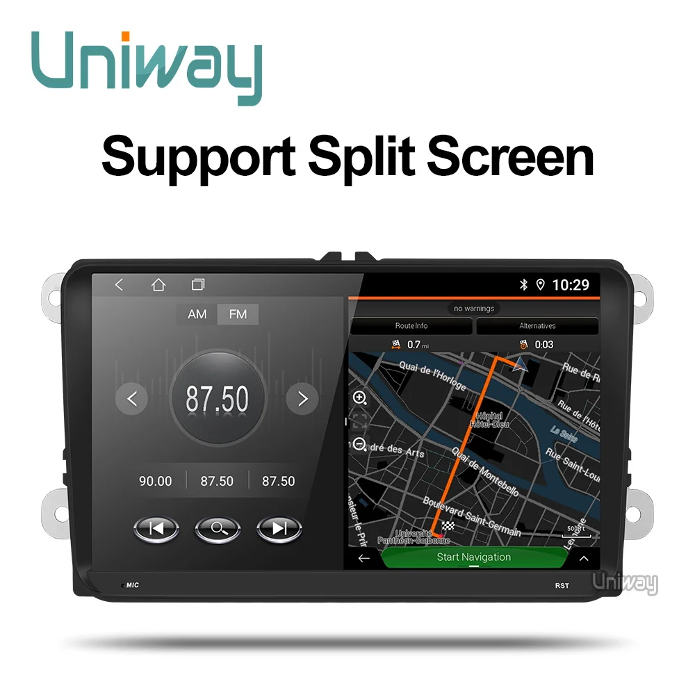 Uniway ADZ9071 android 8,1 автомобиль dvd для vw passat b7 b6 Гольф 5 Поло tiguan octavia rapid fabia с gps-навигации радио