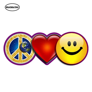 

HotMeiNi 13cm x 5.2cm Car Styling World Peace Love Happy Decal Car Sticker Window Truck Laptop Waterproof Bumper Accessories