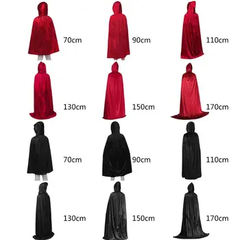 

Adult Kids Unisex Thicken Velvet Hooded Cape Glitter Solid Color Halloween Party Vampire Cloak Stage Performance Cosplay Costume