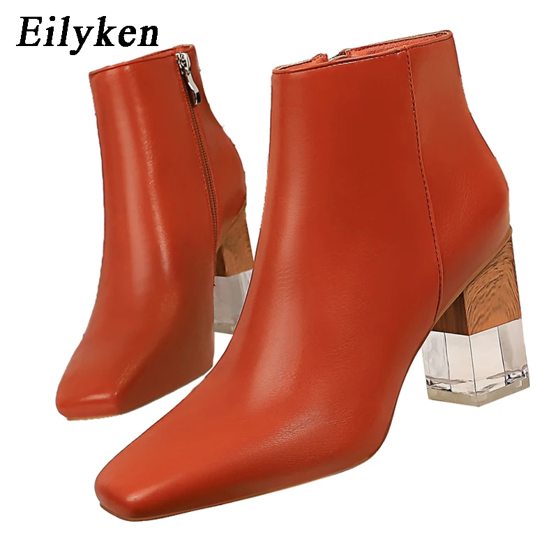 

Eilyken 2020 New Winter Western Women Boots Square Toe Zipper Fashion Crystal High Heels Ankle Boot Ladies Shoes