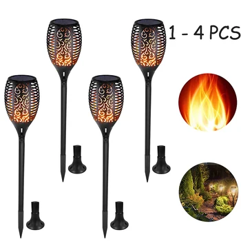 

1/2/4pcs Solar Flame Lamp Flickering Outdoor IP65 Waterproof Landscape Yard Garden Light Path Street Lighting Torch Light