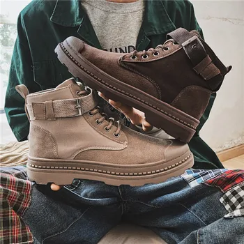 

Fashion Winter Men's Martin Boots Warm Working Casual Boots Lace Up Men's Desert Boots Round Toe High Top Chaussure Homme Shoes