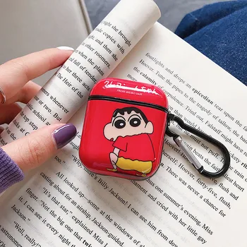 

Anime cute Crayon Shinchan dog earphone case For AirPods 1 2 charging box Soft silicone Wireless bluetooth headphone cover coque