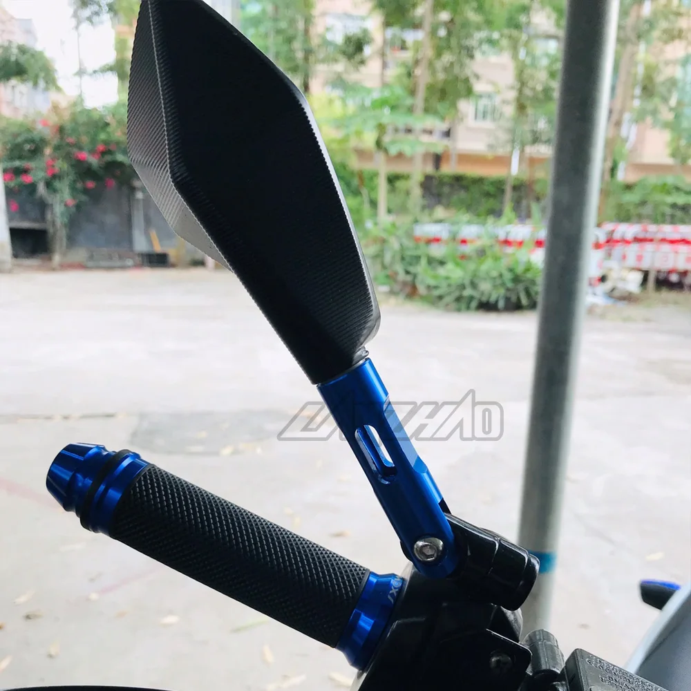 Motorcycle Mirrors Universal CNC Aluminum Handlebar Rear View Blue Anti-glare for Honda Yamaha Suzuki Scooter ktm