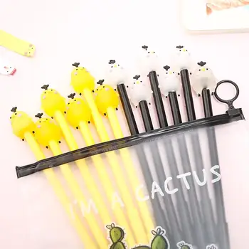 

12pcs Kawai Gel Pen Korean Creative Cartoon Chick Student Signature Ink Pens for School Gift Cute Funny Office Stationary Supply